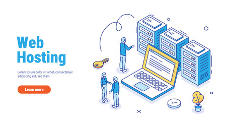 web hosting or server outline isometric vector image