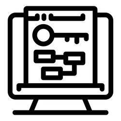computer showing keyword research with key icon vector image