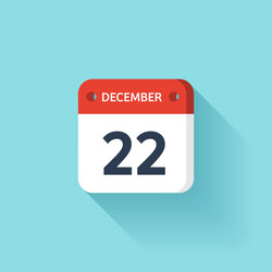 december 22 isometric calendar icon with shadow vector