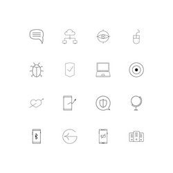 internet technologies linear thin icons set vector image