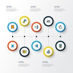 multimedia icons colored line set with loading vector image
