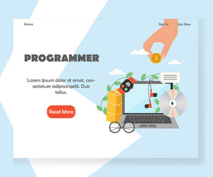 programmer website landing page design vector