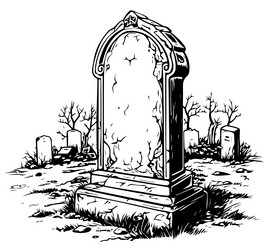 Retro cemetery sketch for halloween hand drawn vector