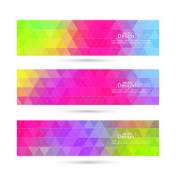 set of banners with triangles and polygon mesh vector