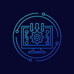 data processing icon with computer line vector