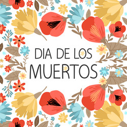 Day of the Dead Floral Card Template Vector Image