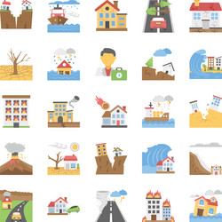 List natural disasters flat set vector