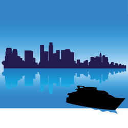 Los Angeles Skyline Silhouette Vector Image