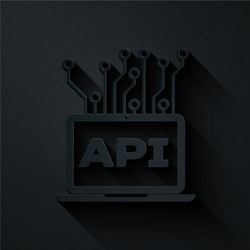 paper cut computer api interface icon isolated vector image