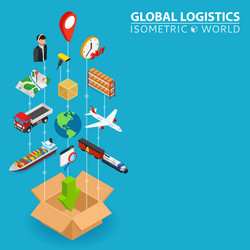 logistic integrated 3d banner digital network vector image