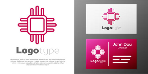 Logotype line computer processor vector
