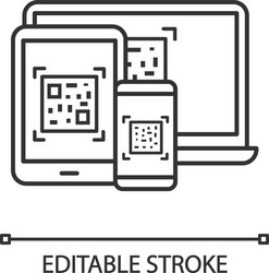 qr codes on different devices linear icon vector image