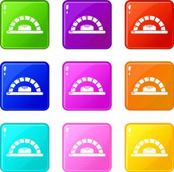 Bread oven icons set 9 color collection vector