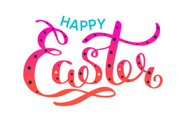 happy easter colorful lettering card festive hand vector