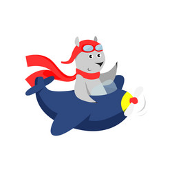 cute bear in red scarf piloting plane Vector Image