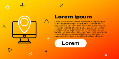 line computer monitor and folded map with location vector image