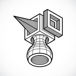 3d engineering abstract shape made using cubes vector image