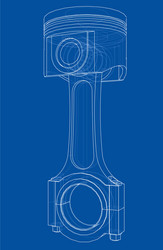 3D Piston Rendering - Wireframe Sketch vector image