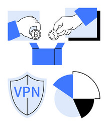digital transactions with cryptocurrency and data vector image