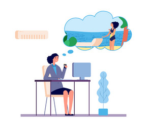 dreaming woman office girl dreams about beach vector