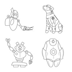 isolated object of robot and factory logo vector image