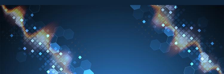 sound wave with glowing hexagones dynamic vector image
