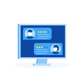 Computer with customer review rating messages vector