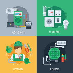 electricity flat icons vector