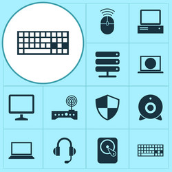 notebook icons set collection of router database vector image