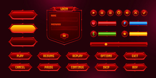 Set of game frames bars and menu user interface vector