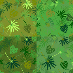 Set seamless repeating patterns palm leaves vector