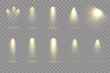Spotlight projector light effect with yellow rays Vector Image