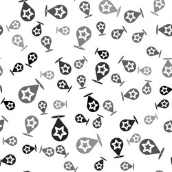 Black map pointer with star icon isolated seamless vector
