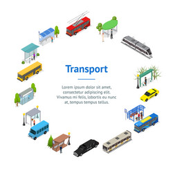 City Public Transport Icons - Isometric Vector Image