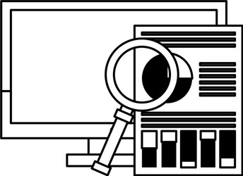 computer with magnifying glass and document vector image