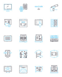 Digital device linear icons set smartph tablet vector