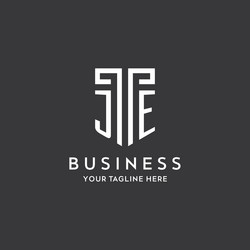 je monogram initial name with shield shape icon vector image