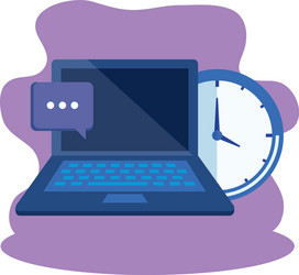 Laptop computer with time clock vector