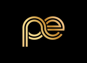 Lowercase letters p and e flat bound design vector