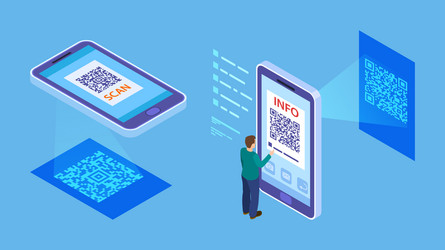 QR Code Scanning App - Isometric vector image