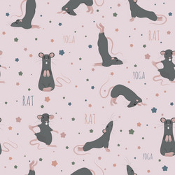 rat yoga poses and exercises cute cartoon vector