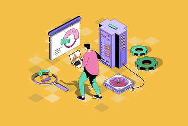 seo optimization web concept in 3d isometric vector image