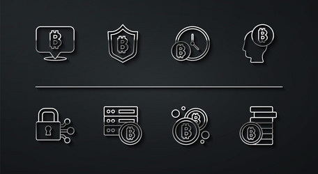 set line bitcoin lock with think server vector image
