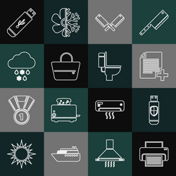 set line printer usb flash drive and shield add vector image