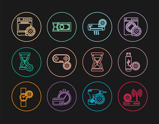 set line router and wi-fi setting usb flash drive vector image