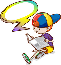 a boy reading with an empty callout vector image