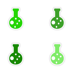 assembly realistic sticker design on paper flask vector