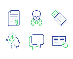 talk bubble usb flash and attachment icons set vector image