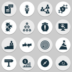 work icons set with puzzle hierarchy destination vector image