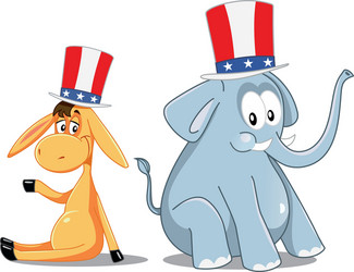 Donkey and Elephant Election Vector Image
